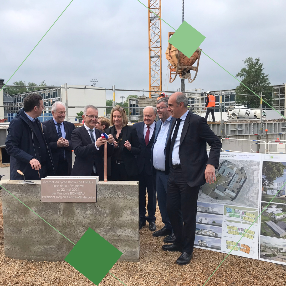 Construction de l’internat du lycée Rotrou à Dreux :  Pose de la 1ère pierre